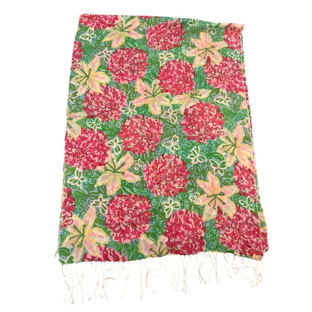 Lilly Pulitzer Cashmere Silk Neck Scarf Floral Butterfly Snail Novelty Preppy